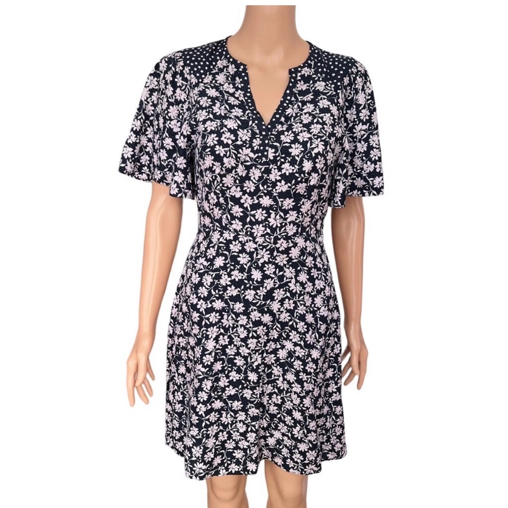 Rebecca Taylor Navy Floral Midi Dress